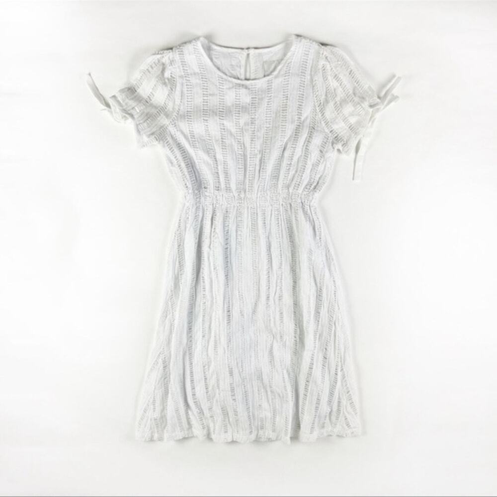 Anthropologie Eri + Ali Cotton Lace Crochet Short Sleeve White Midi Dress